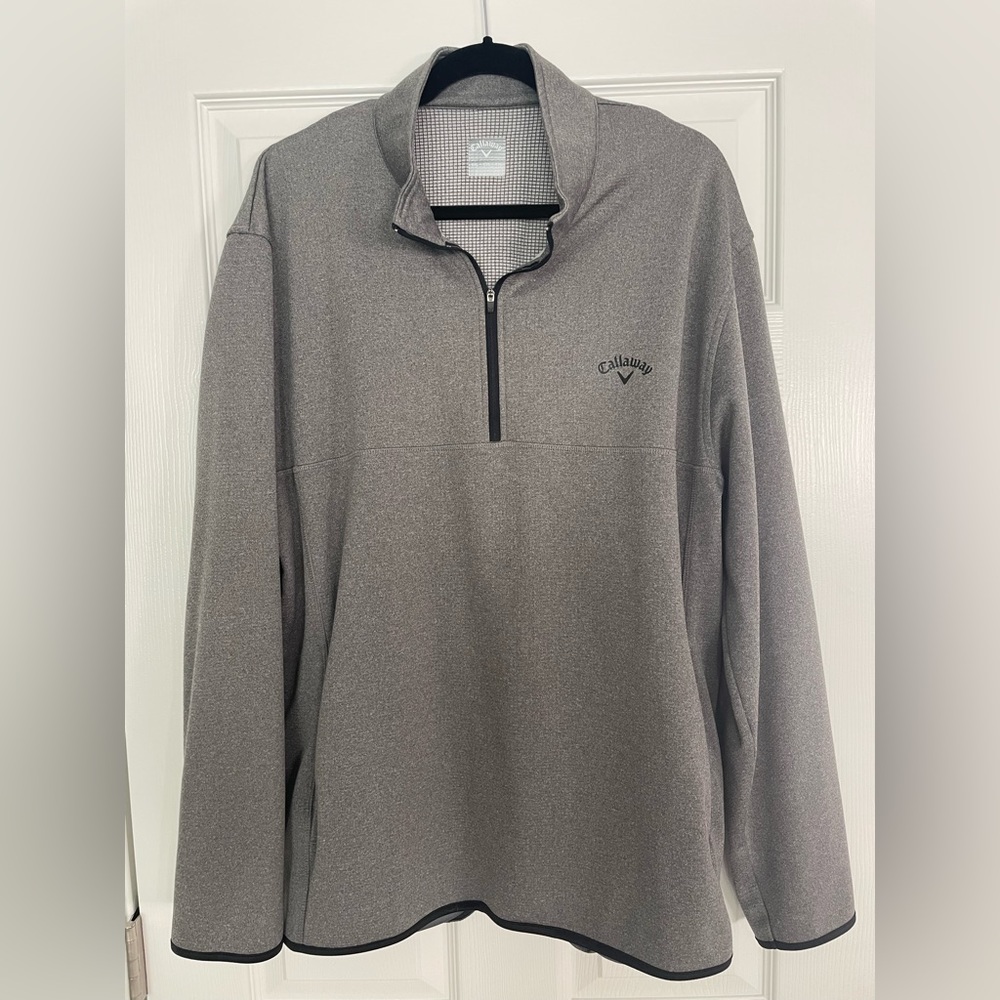 Callaway Golf 1/4 Zip Men's Pullover Shirt Jacket Gray Polyester Pocket XXL 2XL